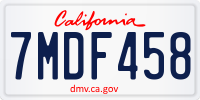 CA license plate 7MDF458