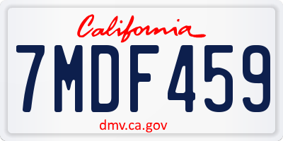 CA license plate 7MDF459