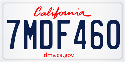 CA license plate 7MDF460