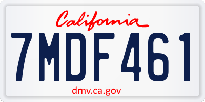 CA license plate 7MDF461