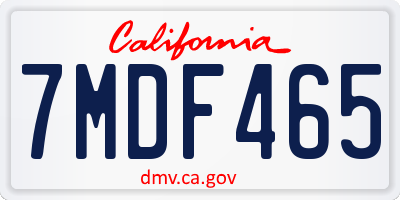 CA license plate 7MDF465