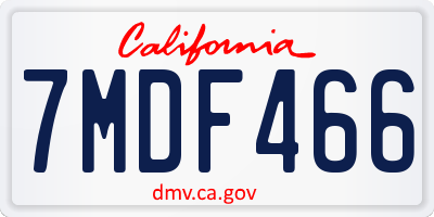 CA license plate 7MDF466