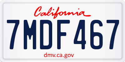 CA license plate 7MDF467