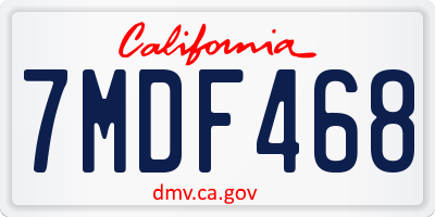 CA license plate 7MDF468