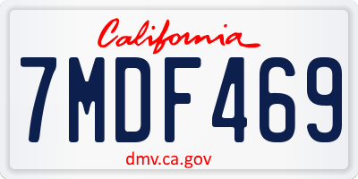 CA license plate 7MDF469