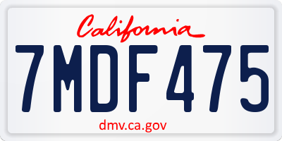 CA license plate 7MDF475