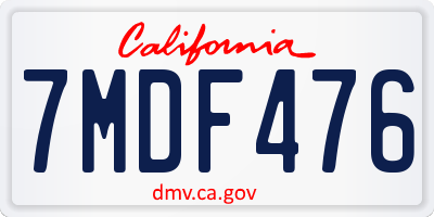 CA license plate 7MDF476
