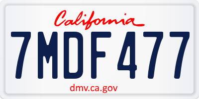 CA license plate 7MDF477