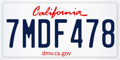 CA license plate 7MDF478