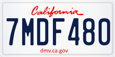 CA license plate 7MDF480