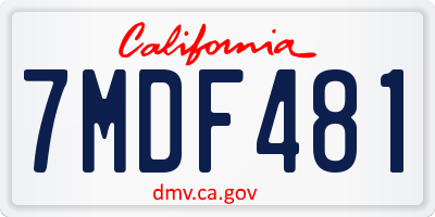 CA license plate 7MDF481