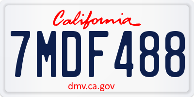 CA license plate 7MDF488