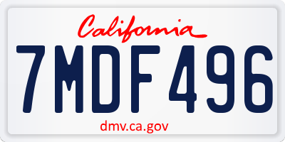 CA license plate 7MDF496
