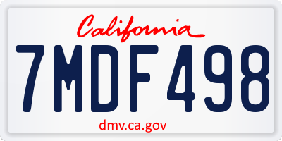 CA license plate 7MDF498
