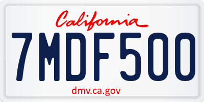 CA license plate 7MDF500