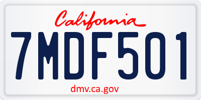 CA license plate 7MDF501