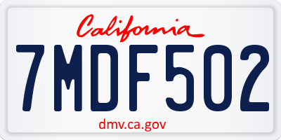 CA license plate 7MDF502