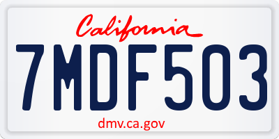 CA license plate 7MDF503
