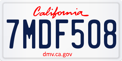 CA license plate 7MDF508