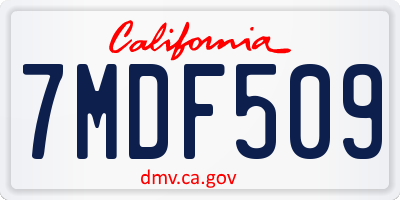 CA license plate 7MDF509