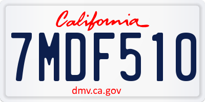 CA license plate 7MDF510