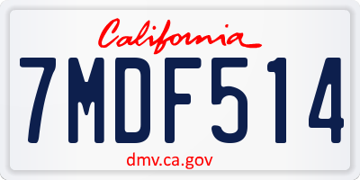 CA license plate 7MDF514