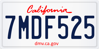 CA license plate 7MDF525