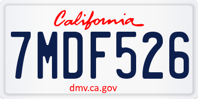 CA license plate 7MDF526