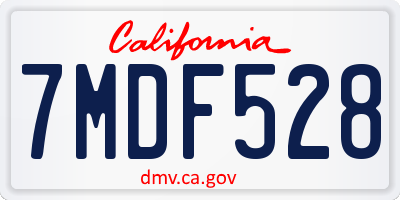 CA license plate 7MDF528