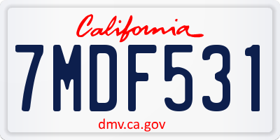 CA license plate 7MDF531