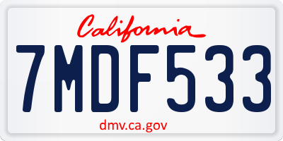 CA license plate 7MDF533