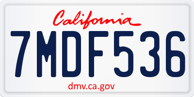 CA license plate 7MDF536