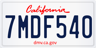 CA license plate 7MDF540