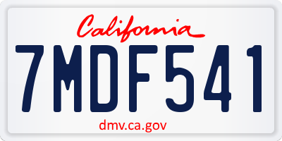 CA license plate 7MDF541