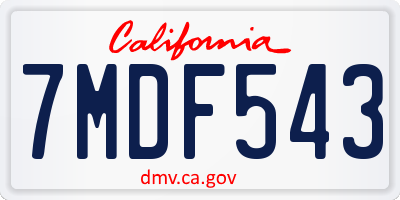 CA license plate 7MDF543