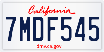 CA license plate 7MDF545