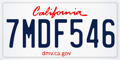 CA license plate 7MDF546