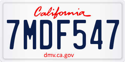 CA license plate 7MDF547