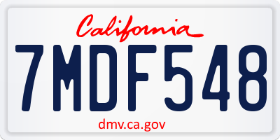 CA license plate 7MDF548