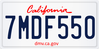 CA license plate 7MDF550