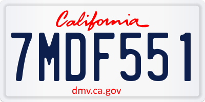 CA license plate 7MDF551