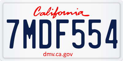 CA license plate 7MDF554