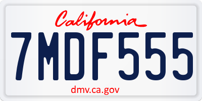 CA license plate 7MDF555