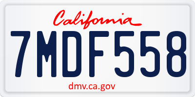 CA license plate 7MDF558