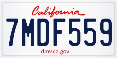 CA license plate 7MDF559