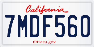 CA license plate 7MDF560