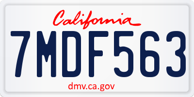 CA license plate 7MDF563
