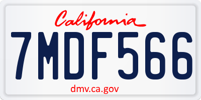 CA license plate 7MDF566