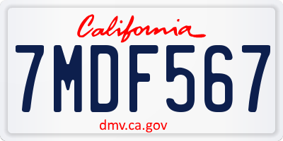CA license plate 7MDF567