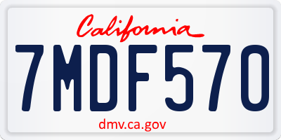 CA license plate 7MDF570